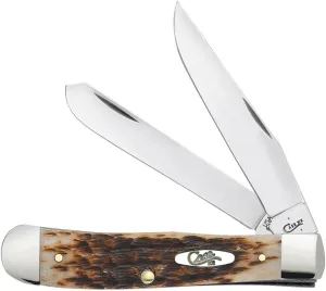 Case XX WR Pocket Knife Amber Jigged Bone Trapper Item #164 - (6254 SS) - Length Closed: 4 1/8 Inches