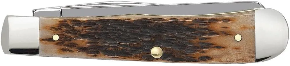 Case XX WR Pocket Knife Amber Jigged Bone Trapper Item #164 - (6254 SS) - Length Closed: 4 1/8 Inches