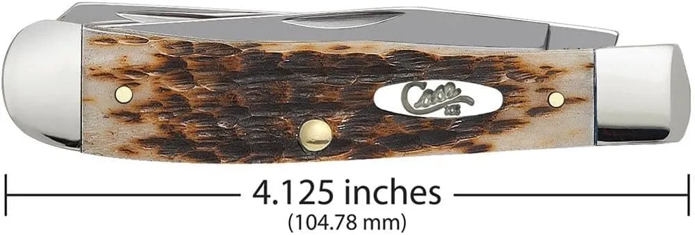 Case XX WR Pocket Knife Amber Jigged Bone Trapper Item #164 - (6254 SS) - Length Closed: 4 1/8 Inches