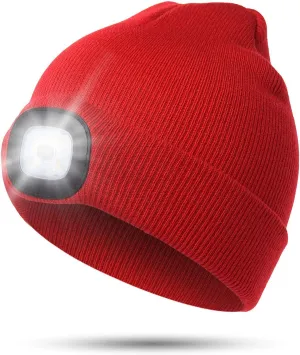 CENSGO Unisex Hat with Light, USB Rechargeable LED Headlamp Beanie, Gifts for Dad Father Men Husband Warm Knitted Cap