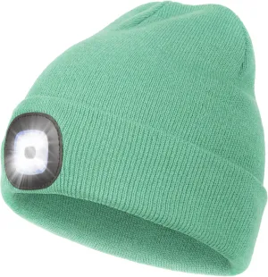 CENSGO Unisex Hat with Light, USB Rechargeable LED Headlamp Beanie, Gifts for Dad Father Men Husband Warm Knitted Cap