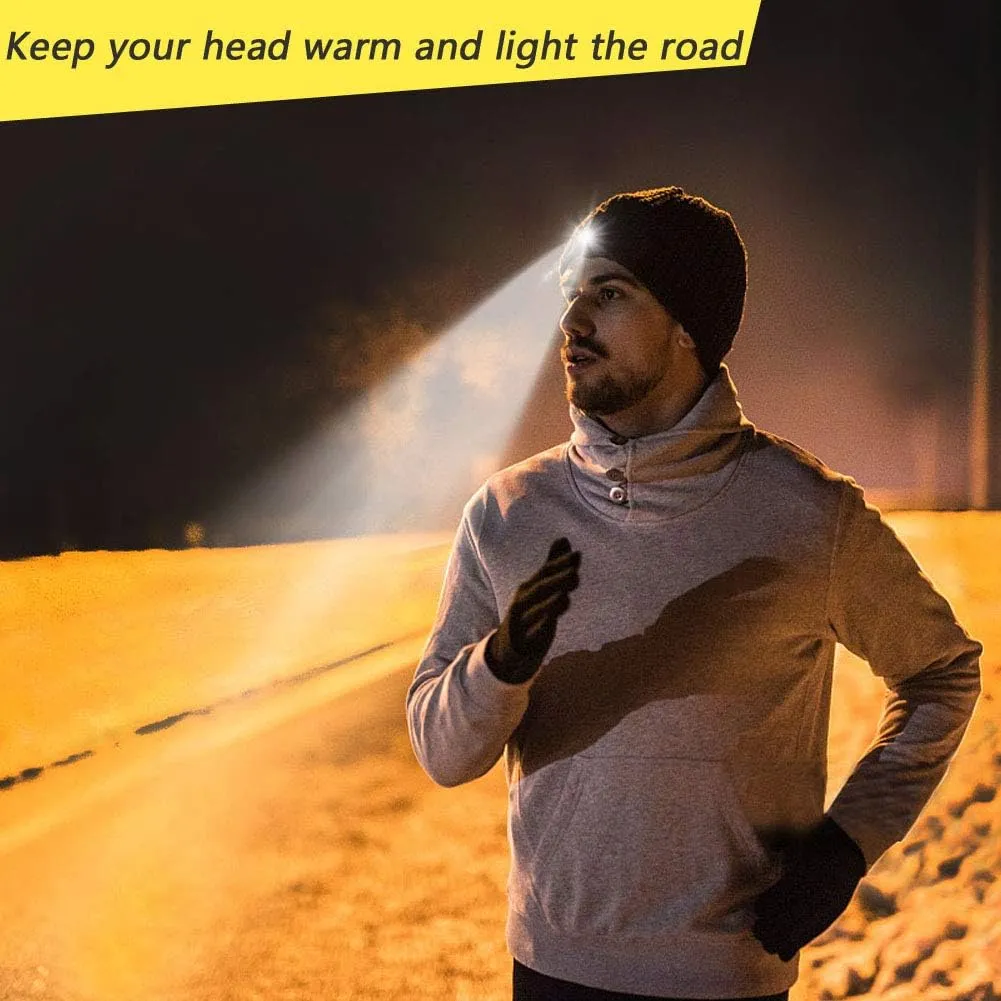 CENSGO Unisex Hat with Light, USB Rechargeable LED Headlamp Beanie, Gifts for Dad Father Men Husband Warm Knitted Cap