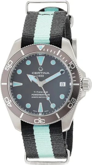 Certina, Mens, DS Action Diver 38mm Powermatic 80, Titanium, Swiss Automatic, Watch, Anthracite, Plastic, 19, (C0328074808100)