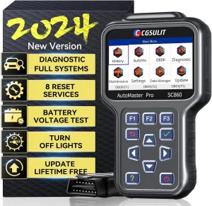 CGSULIT All System OBD2 Scanner, SC860 Code Reader with 8 Services, ABS Bleeding/EPB/Oil/SAS/TPS Reset, Battery Registration, Injector Coding, Car Scanner Diagnostic for All Cars, Free Update