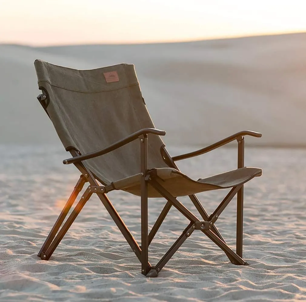 Chairs Camping Chair Oversized Camping Folding Chair Aluminum Frame Folding Beach Chair for Adult Travel Hiking Folding Chairs,Grey, Brown