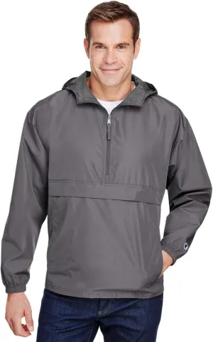 Champion Men's Anorak Jacket with Hood, Lightweight Water-Resistant Packable Nylon Hooded Jacket for Men, Iconic 'C' Logo