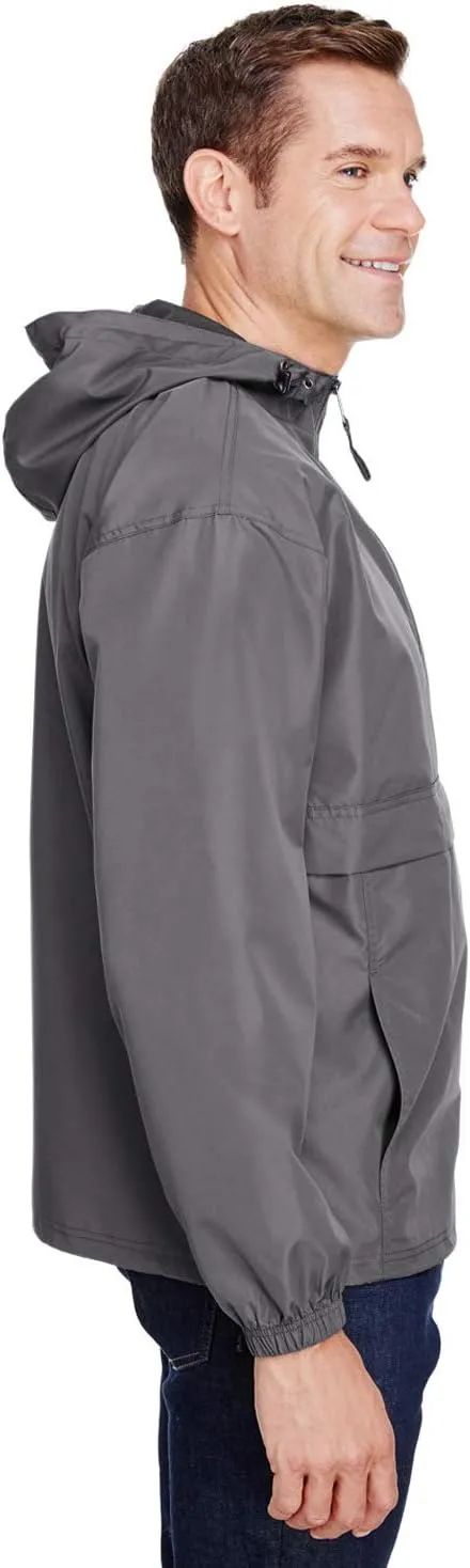 Champion Men's Anorak Jacket with Hood, Lightweight Water-Resistant Packable Nylon Hooded Jacket for Men, Iconic 'C' Logo