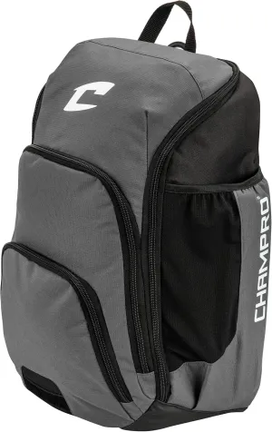 Champro Seige Backpack, Grey, 18" H x 12" W x 8" D