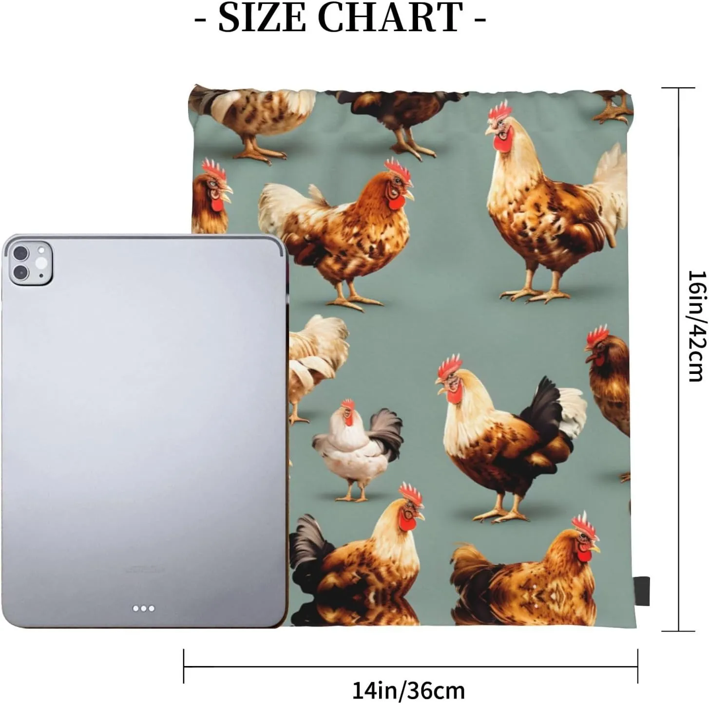 Chicken Prints Print Sports Drawstring Backpack,Water Resistant Bag, Gym Backpack for Women Men