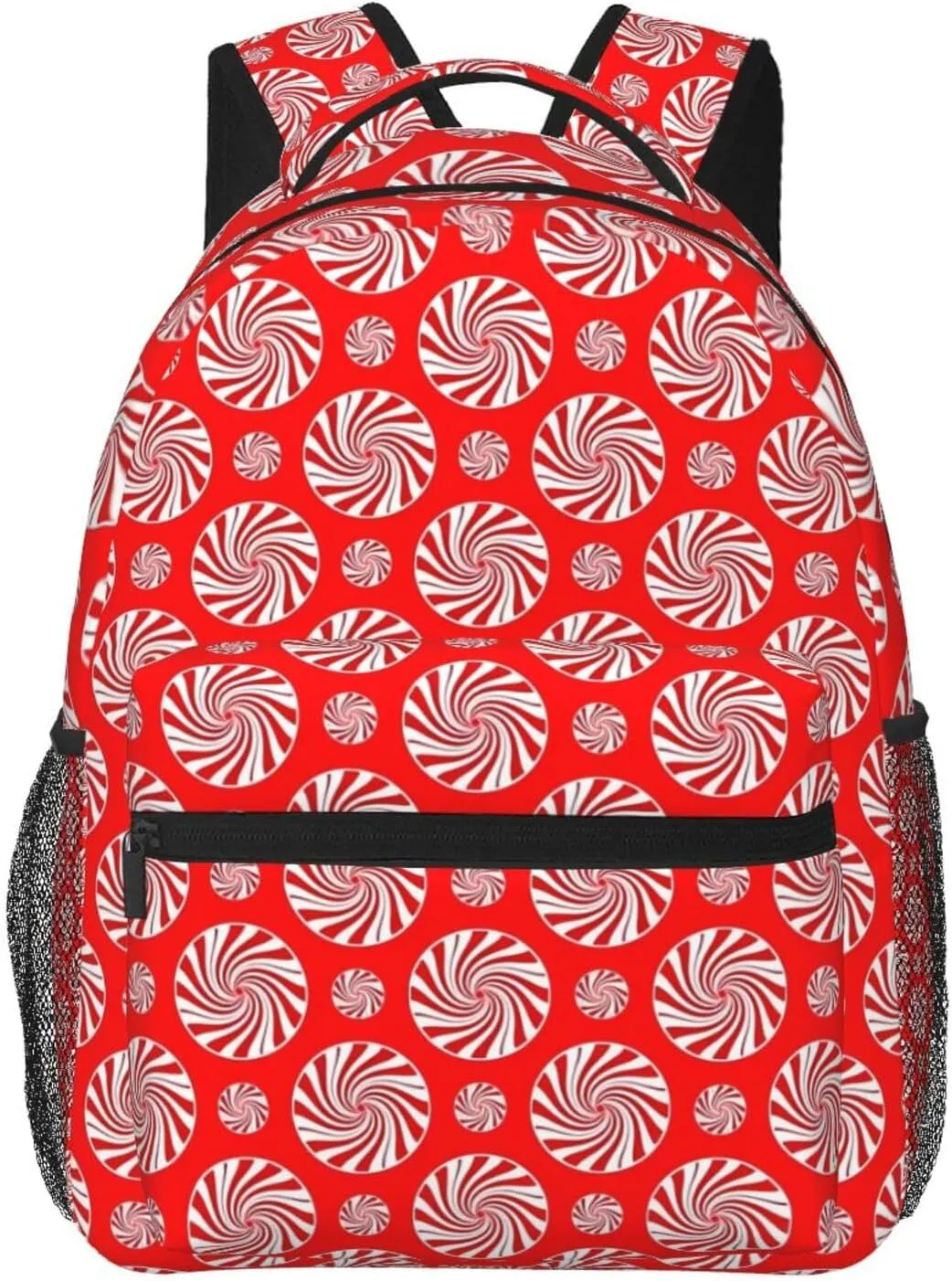 Christmas Candy Peppermints Red Backpack Casual Laptop Backpack Lightweight Double Shoulder Bag Travel Daypack For Women Men
