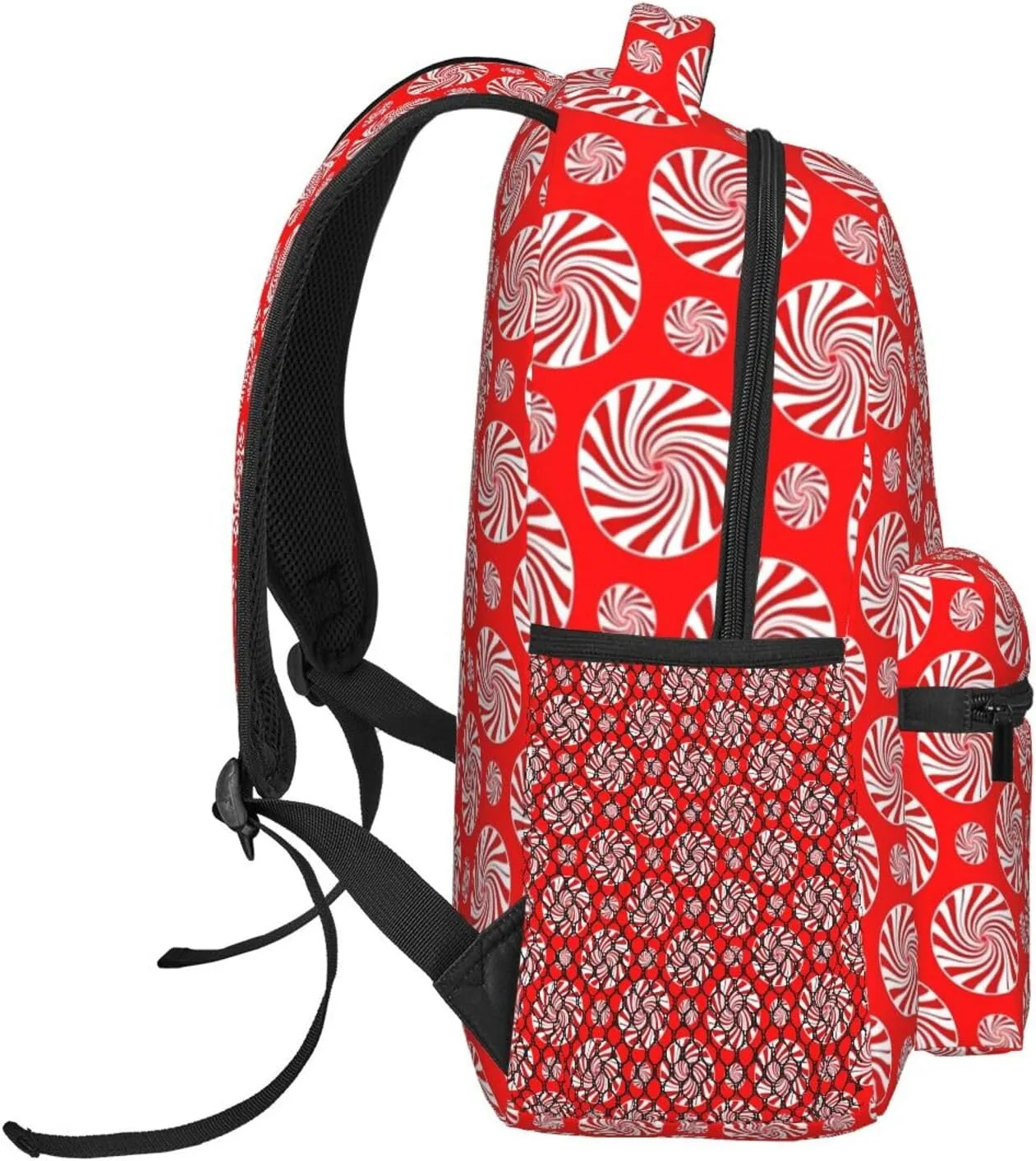 Christmas Candy Peppermints Red Backpack Casual Laptop Backpack Lightweight Double Shoulder Bag Travel Daypack For Women Men