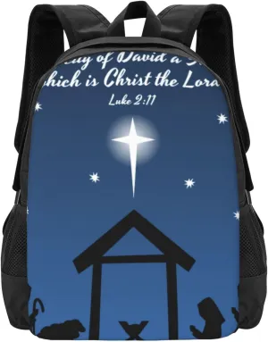 Christmas Nativity With Bible Verse Lightweight Packable Backpack Travel Casual Hiking Daypack Foldable Backpack For Men Women