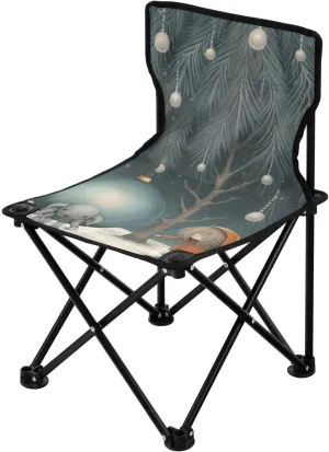 Christmas Tree Portable Outdoor Folding Chair Anti-Slip Padded Oxford Cloth Stool Camping Chair Small for Beach Hiking Fishing Gardening Quad Camp Chair