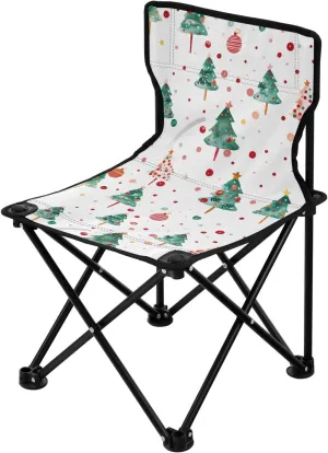 Circles with Christmas Elements on White Background Collapsible Camping Chairs Ultra-Lightweight Backpack Chair with Carrying Bag Fishing Chair for Camp Traveling