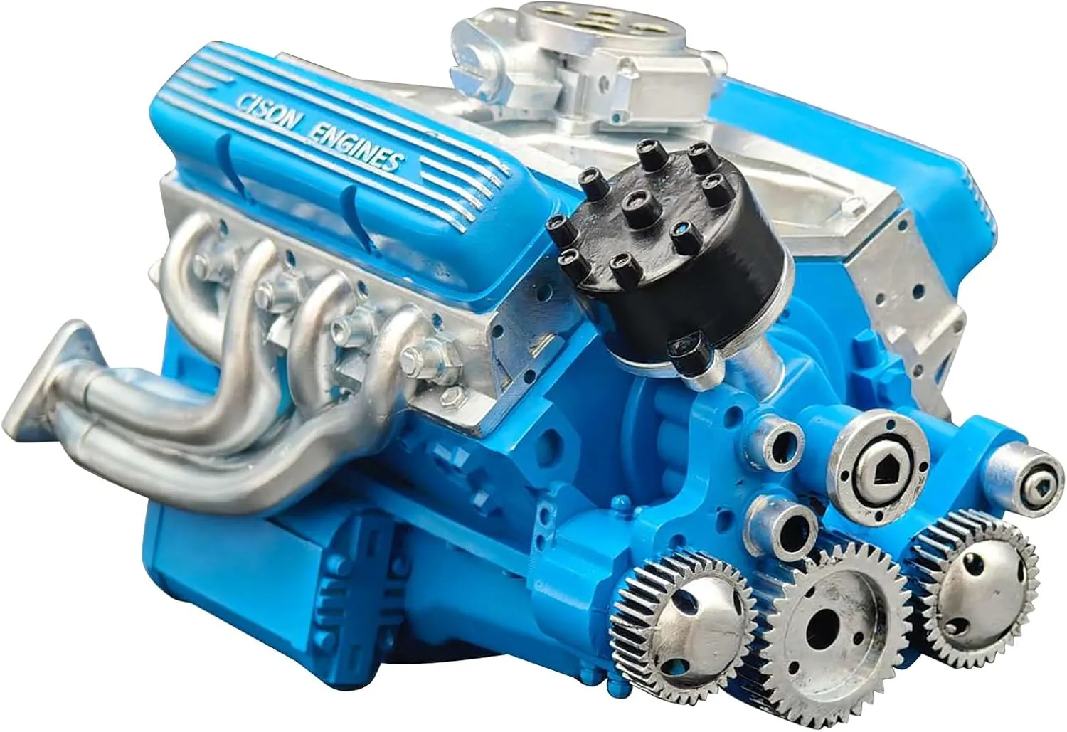Cison V8 Engine Kit Gas, 89%-Gasoline Ohv V8 Small-Block Engine Model Kits, V8 Engine Model Kit That Runs, Mini Build Your Own Stem Cison Running Engine Kits for Adults (Blue, One Size)