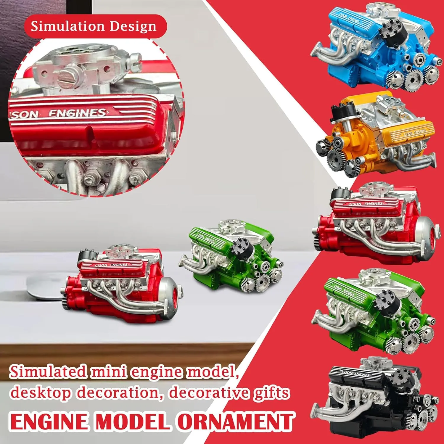 Cison V8 Engine Kit Gas, 89%-Gasoline Ohv V8 Small-Block Engine Model Kits, V8 Engine Model Kit That Runs, Mini Build Your Own Stem Cison Running Engine Kits for Adults (Blue, One Size)