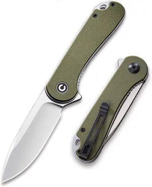 CIVIVI Knives Elementum Folding Pocket Knife 2.96" D2 Satin Blade,G-10 Handles C907E (Green)