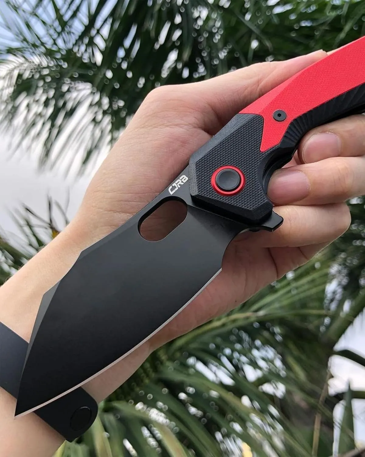 CJRB Folding Pocket Knife Caldera (J1923) AR-RPM9 Powder Steel Red G10 Handle for Men EDC Camping Hiking Outdoor