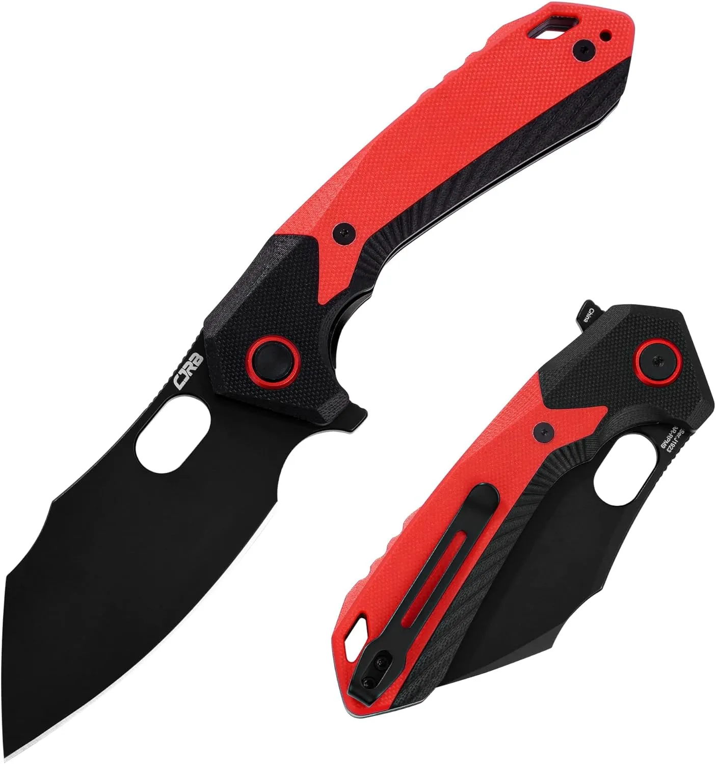 CJRB Folding Pocket Knife Caldera (J1923) AR-RPM9 Powder Steel Red G10 Handle for Men EDC Camping Hiking Outdoor