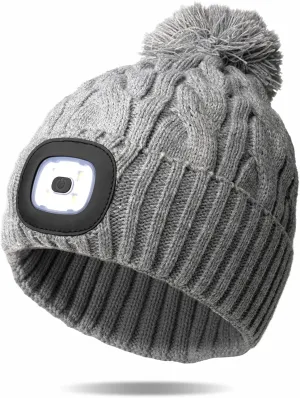 Classic Rechargeable LED Warm Knit Beanie Head Light Hat Headlamp for Outdoor Activities