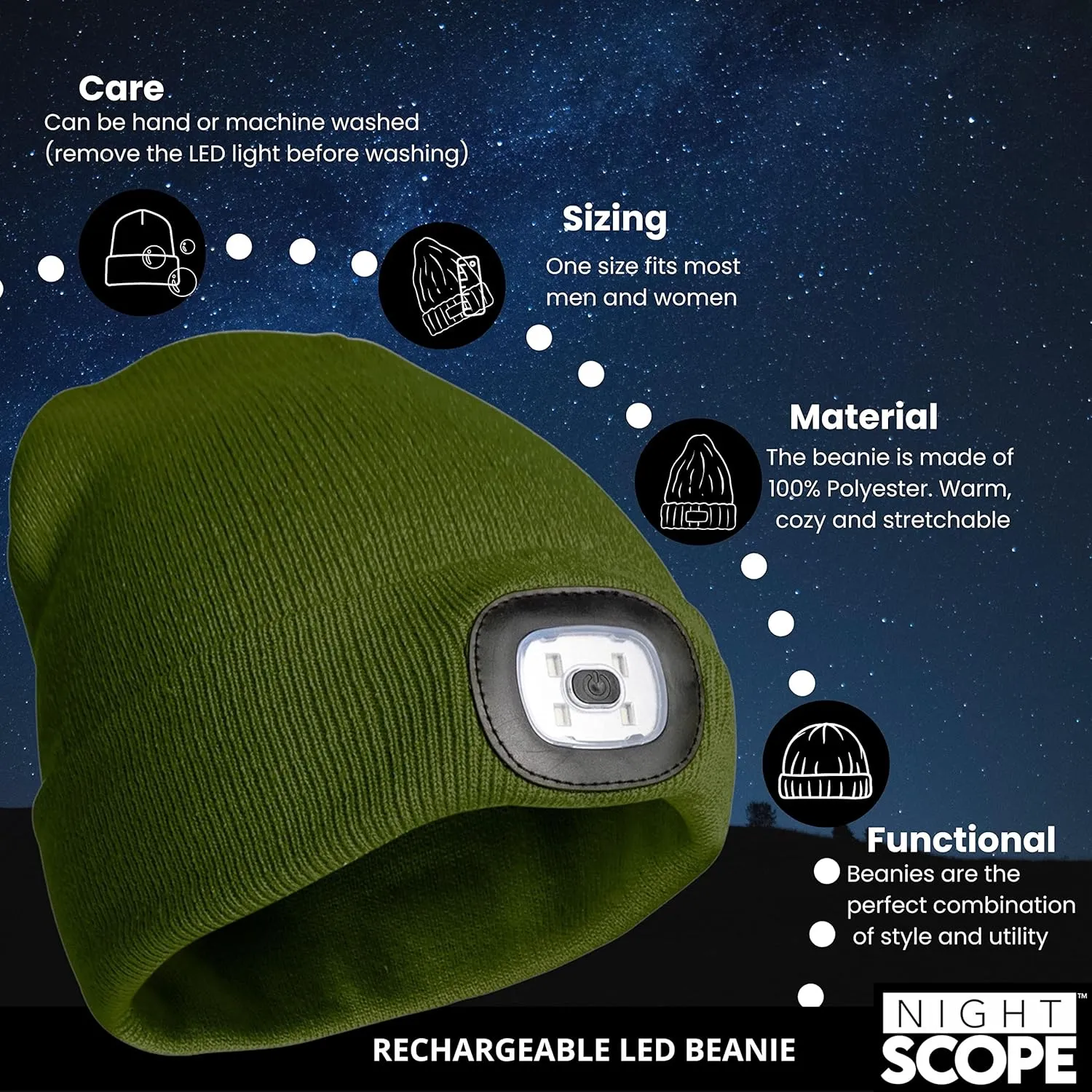 Classic Rechargeable LED Warm Knit Beanie Head Light Hat Headlamp for Outdoor Activities