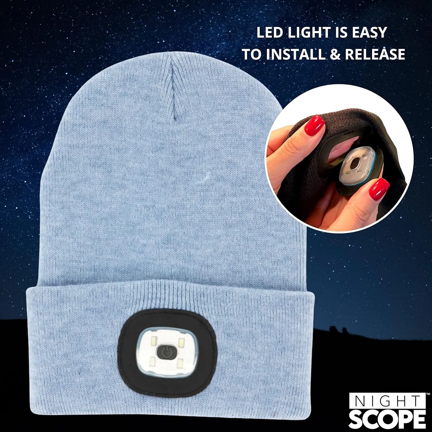 Classic Rechargeable LED Warm Knit Beanie Head Light Hat Headlamp for Outdoor Activities