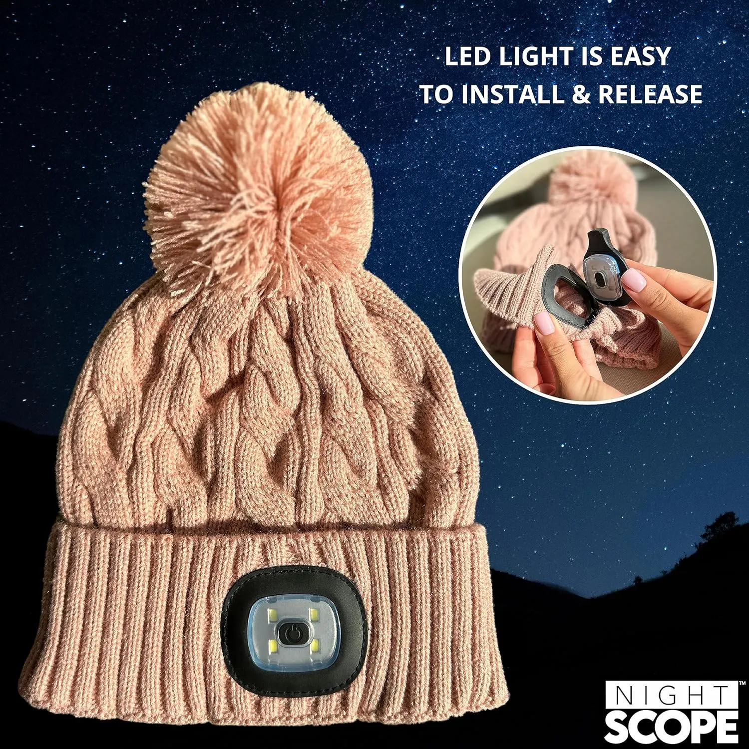 Classic Rechargeable LED Warm Knit Beanie Head Light Hat Headlamp for Outdoor Activities