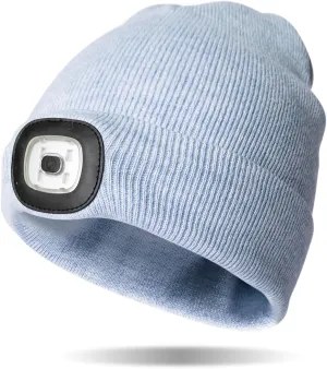 Classic Rechargeable LED Warm Knit Beanie Head Light Hat Headlamp for Outdoor Activities
