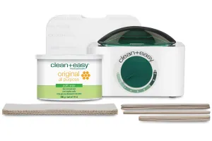 Clean   Easy Mini Pot Waxing Kit – All-Purpose Hair Removal Wax, Includes Soft Wax for Body & Facial Hair, Warmer, Muslin Strips & Sticks, 120 V