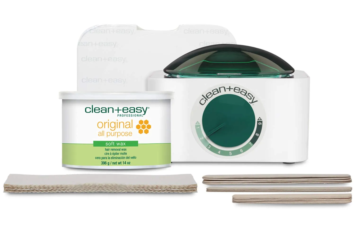 Clean   Easy Mini Pot Waxing Kit – All-Purpose Hair Removal Wax, Includes Soft Wax for Body & Facial Hair, Warmer, Muslin Strips & Sticks, 120 V
