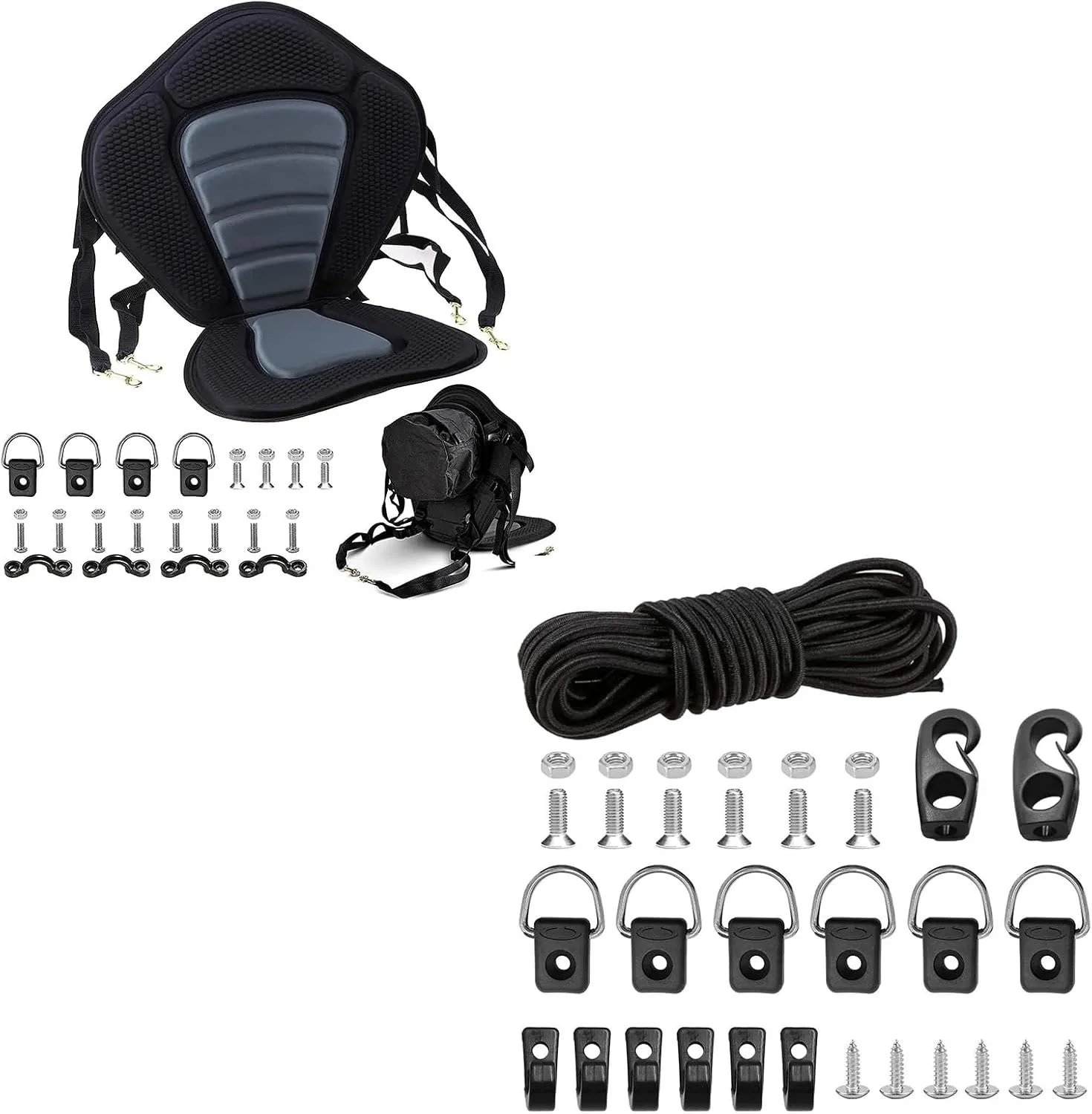 CLIO Kayak Seat Deluxe Padded Fishing Boat Seat Deluxe Sit-On-Top Canoe Seat Cushioned and Kayak Deck Rigging Kit