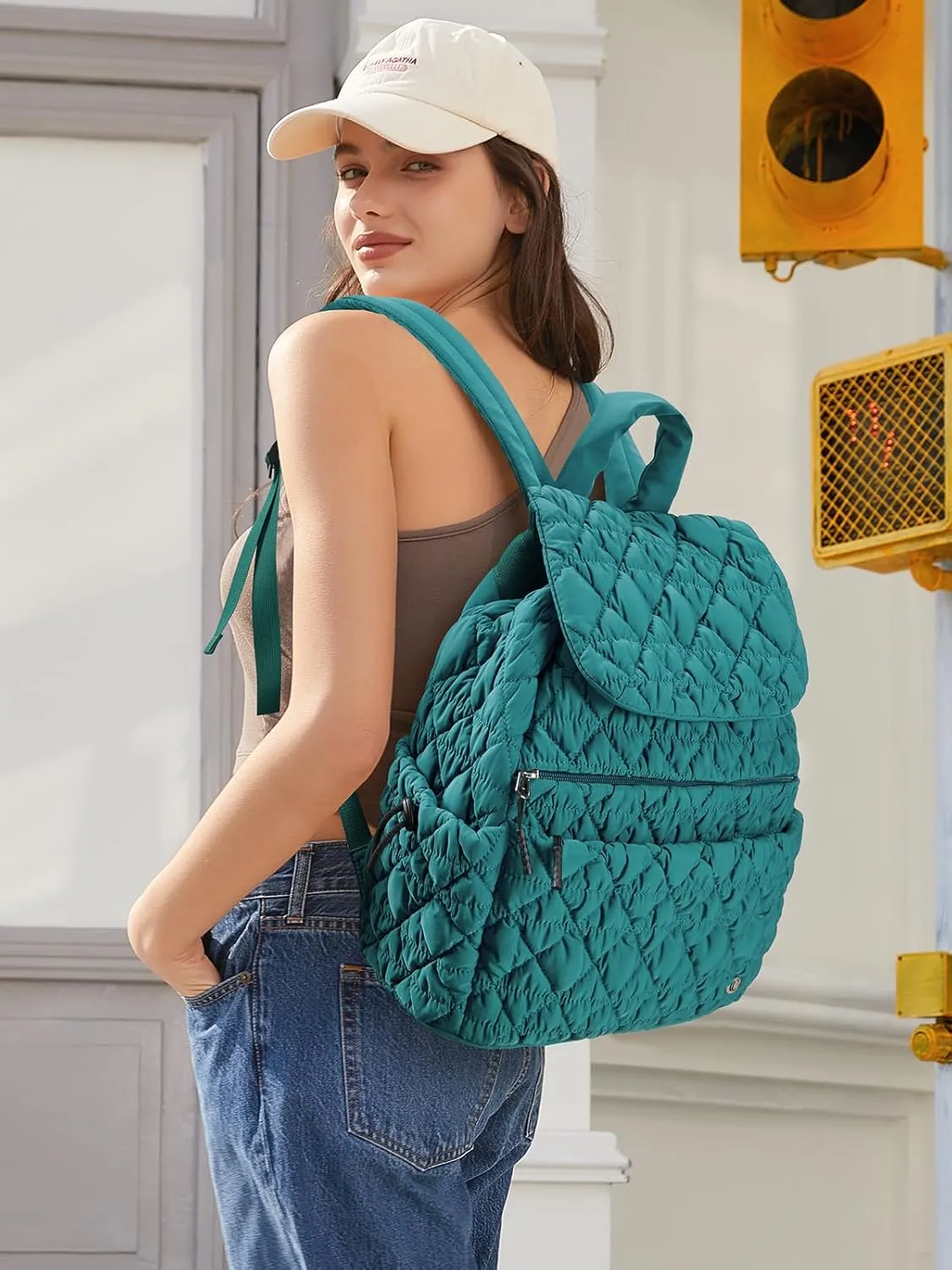 CLUCI Puffy Quilted Backpack Purse for Women, Casual Lightweight Daypack for Women Travel