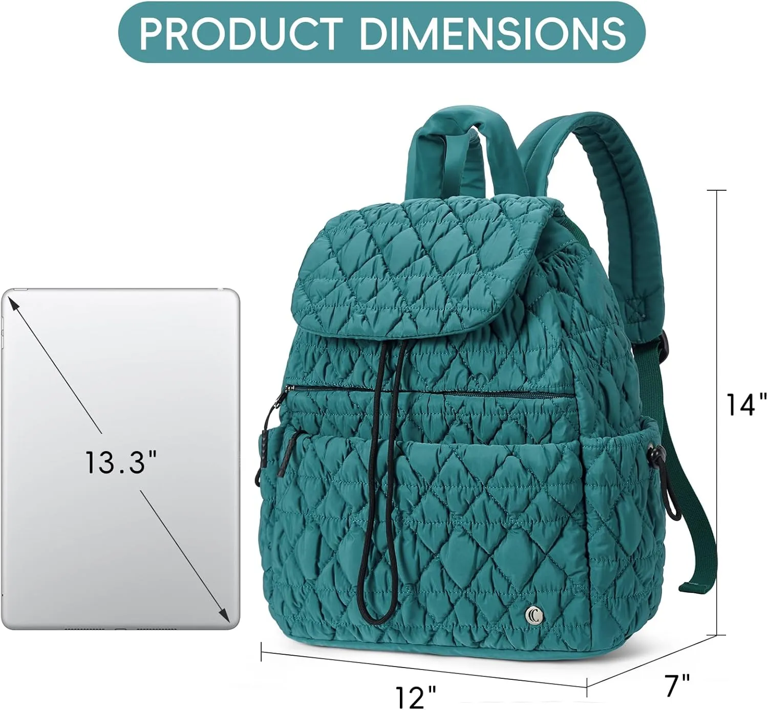 CLUCI Puffy Quilted Backpack Purse for Women, Casual Lightweight Daypack for Women Travel