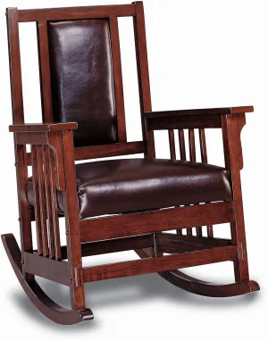 Coaster Home Furnishings - Ida - Rubberwood - Upholstered Rocking Chair with Rocker Base and Padded Seat - Living Room - Tobacco & Dark Brown - 600058