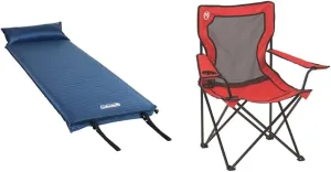 Coleman Self-Inflating Sleeping Pad and Quad Camping Chair Bundle | Sleep and Sit Comfortably While Camping