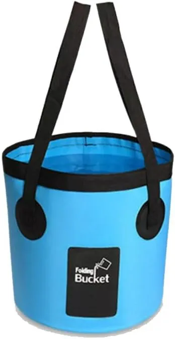 Collapsible Bucket with Handle, 12L/20L foldable bucket, Portable Wash Basin for Camping, Fishing, Gardening, Car Washing, and Outdoor Use (Blue, 20L)