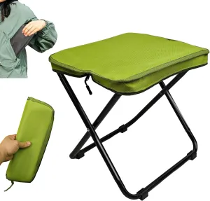 Collapsible Camping Stool, 13" Portable Folding Chair for Adults, 1.3 lbs Ultralight with Carry Bag, 300lb Weight Capacity for Hiking, Fishing, Camping, and Travel (Green)