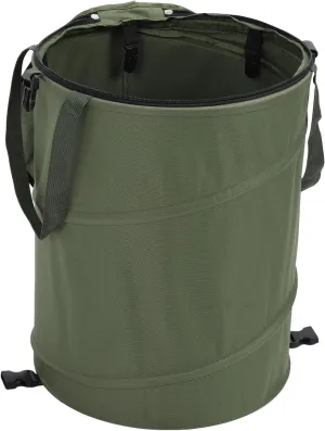 Collapsible Camping Trash Can, 91L Outdoor Garbage Can with Zippered Lid, Leaf Reusable, Portable Garden Garbage Container for Patio, Leaf, Lawn, Camp (OD Green)