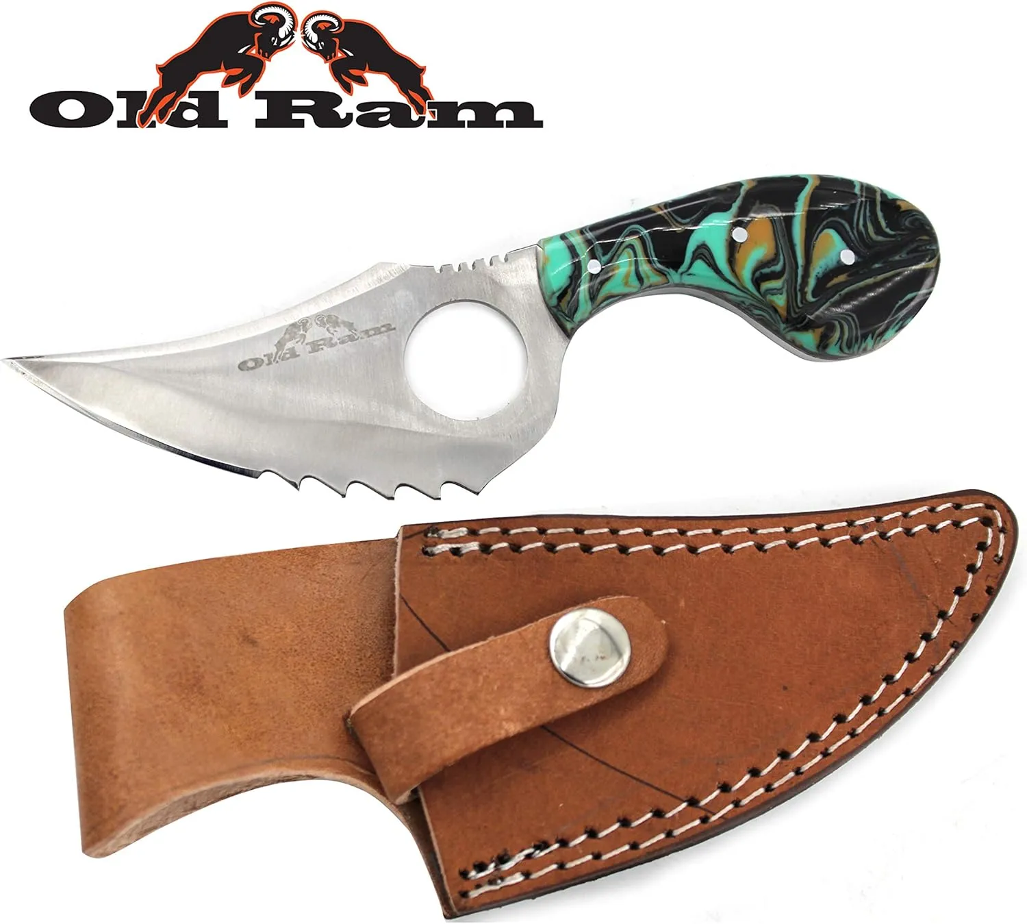 Collection Heavy Duty Sharp Multi-Color Fixed Blade Saw Back Skinner Knife w/Sheath