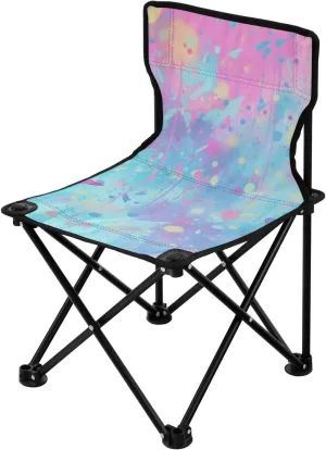 Color Pigment Portable Outdoor Folding Chair Anti-Slip Padded Oxford Cloth Stool Camping Chair Small for Beach Hiking Fishing Gardening Quad Camp Chair
