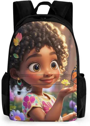 Colorful Afro American Black Woman With Butterflies Art Daypack Lightweight Multipurpose Anti-Theft Shoulder Bag Large Capacity Laptop Book Bag Rucksack With Adjustable Shoulder Straps