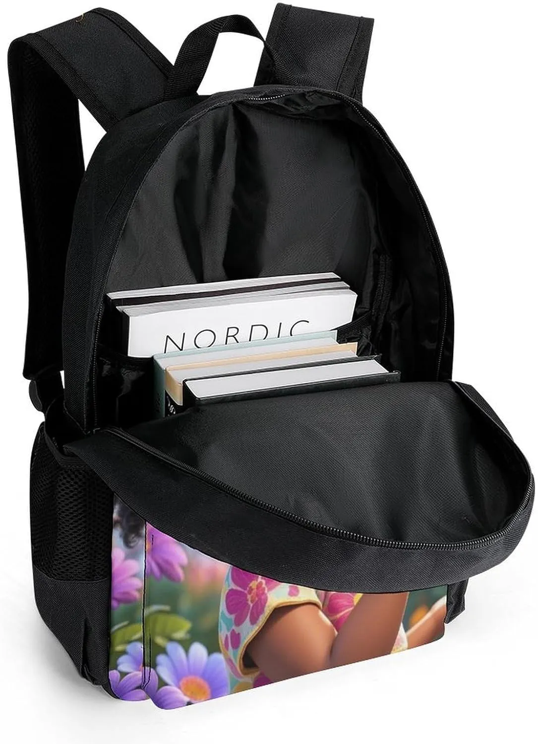 Colorful Afro American Black Woman With Butterflies Art Daypack Lightweight Multipurpose Anti-Theft Shoulder Bag Large Capacity Laptop Book Bag Rucksack With Adjustable Shoulder Straps