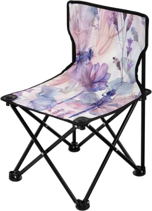 Colorful Dragonfly Portable Outdoor Folding Chair Anti-Slip Padded Oxford Cloth Stool Camping Chair Small for Beach Hiking Fishing Gardening Quad Camp Chair