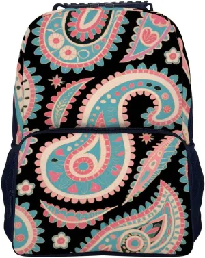 Colorful Flowers Leaves Paisley Art Daypack Lightweight Multipurpose Anti-Theft Shoulder Bag Large Capacity Laptop Book Bag Rucksack With Adjustable Shoulder Straps