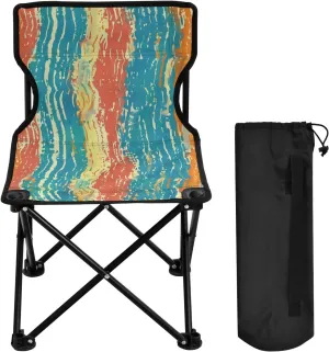 Colorful Stripes Portable Outdoor Folding Chair Anti-Slip Padded Oxford Cloth Stool Camping Chair Small for Beach Hiking Fishing Gardening Quad Camp Chair