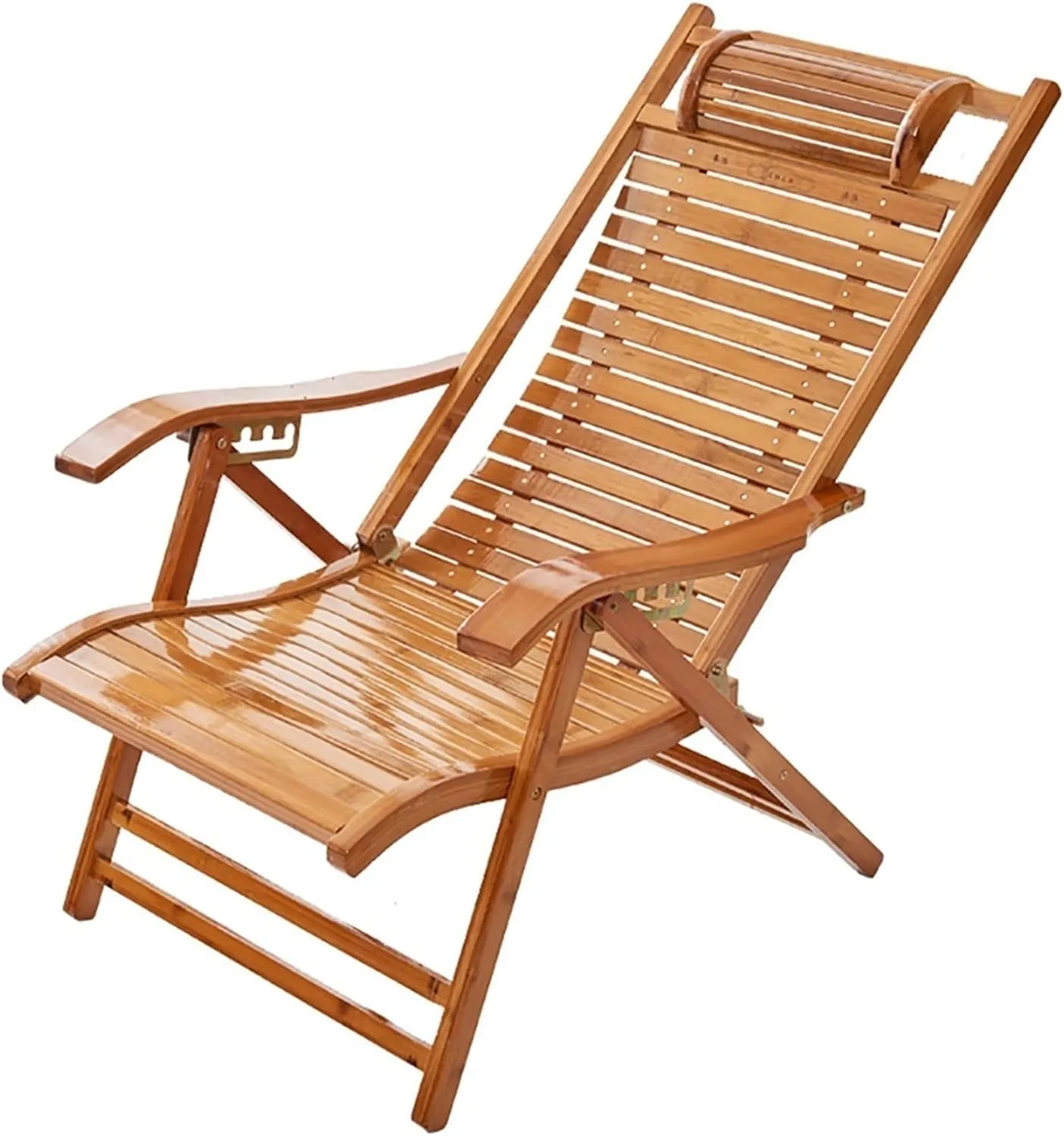 Comfortable Reclining Chair,Wooden Folding Chairs with Padded Seats,Sun Lounger Chairs & Recliners,for Camping Beach Poolside Outdoor Yard,Brown-Ergono(Blue
