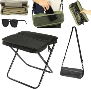 Compact Foldable Backpack Stool,Portable Lightweight Camping Stool with Adjustable Shoulder Strap Phone Pocket,Suitable for Outdoor Chair for Beach Hiking Travel Fishing
