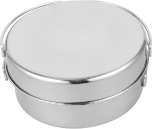 Compact Stainless Steel Camping Cookware Set Includes Pot Pan Bowl Plate Lightweight Easy to Carry for Outdoor Use