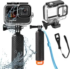 Compatible for Go Pro Hero 13 12 11 10 9 Black Waterproof Housing Case 60M/196FT Protective Underwater Diving Case Shell with Cameras Handle Mount Accessories Kit
