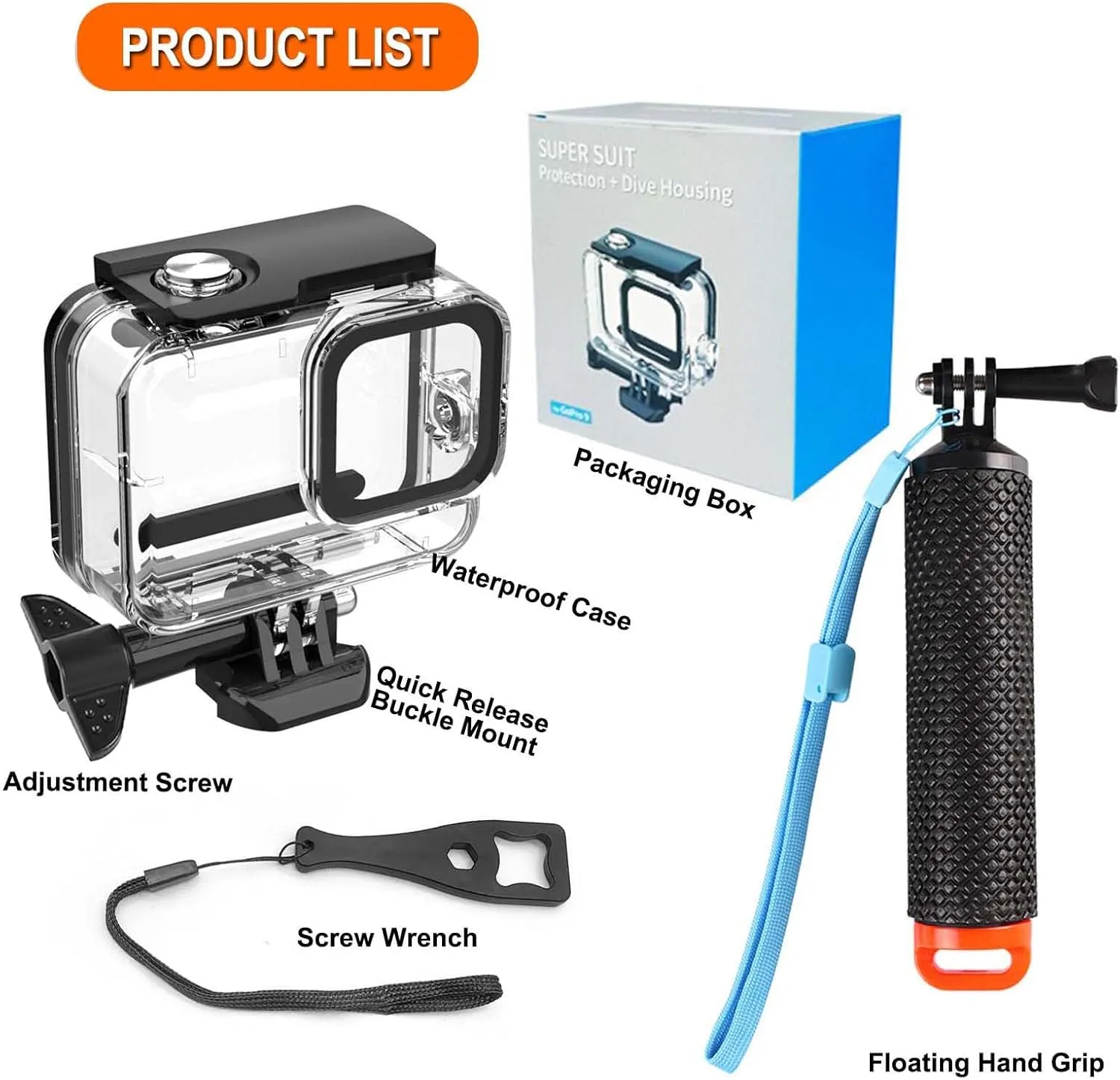 Compatible for Go Pro Hero 13 12 11 10 9 Black Waterproof Housing Case 60M/196FT Protective Underwater Diving Case Shell with Cameras Handle Mount Accessories Kit